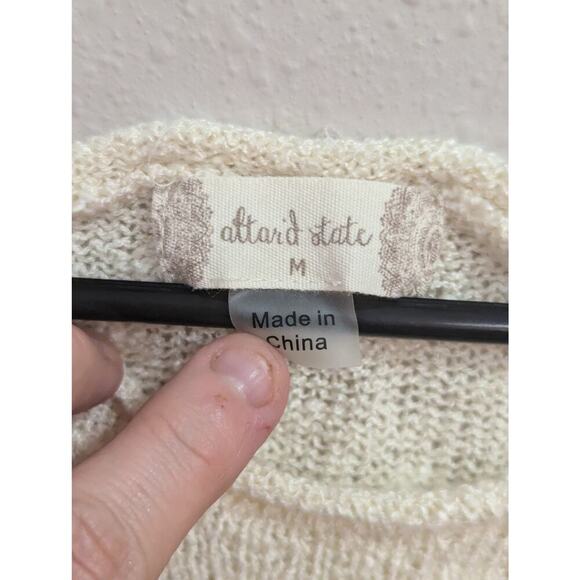 Juniors cream color fun graphic smiley face knit sweater by altar's state size M - Picture 2 of 7